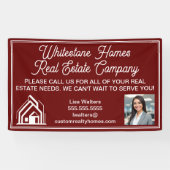 Customized Burgundy Real Estate Company Marketing Spandoek (Horizontaal)