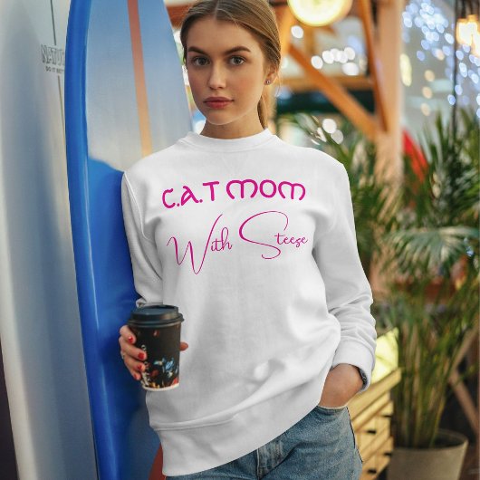 Customized Cat Mom Pink Script Funny Pet Lover Trui
