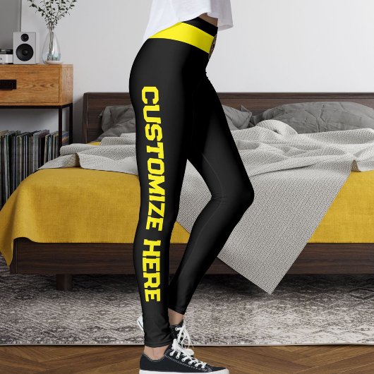Customized Cat Pet Lover Black Yellow Custom Made Leggings
