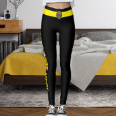 Customized Cat Pet Lover Black Yellow Custom Made Leggings
