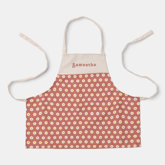 Customized children's apron with orange daisy  schort (Voorkant)