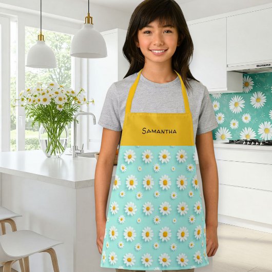 Customized children's apron with orange daisy  schort
