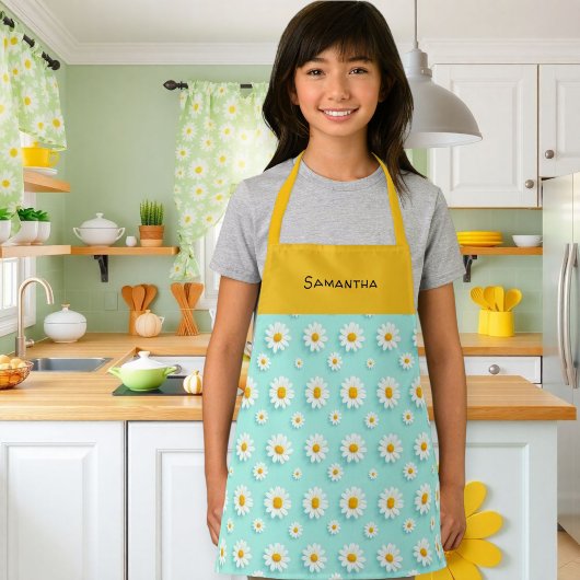 Customized children's apron with orange daisy  schort
