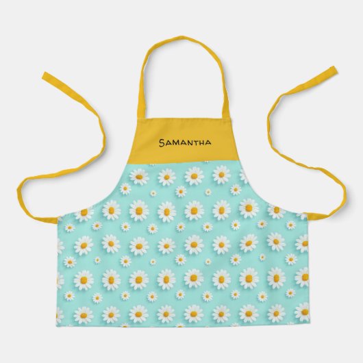 Customized children's apron with orange daisy  schort (Voorkant)