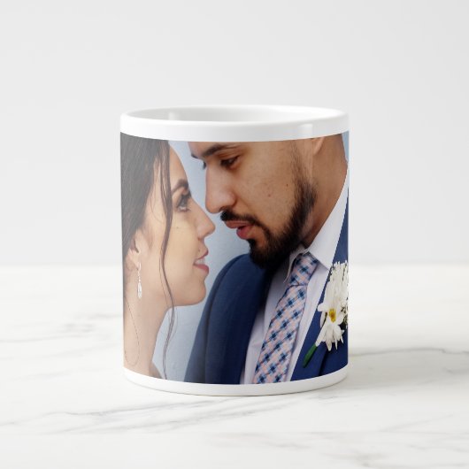 Customized Couple Wedding Photo Grote Koffiekop (Voorkant)