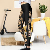Customized Cute Cat Pet Animal Black Peach Stripes Leggings