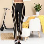 Customized Cute Cat Pet Animal Black Peach Stripes Leggings