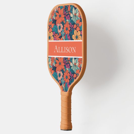 Customized Cute Floral Dark Flowers Pickleball Paddle (Links)