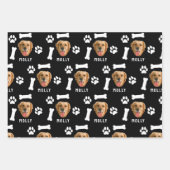 Customized Dog Pet Photo & Name Black Inpakpapier Vel (Voorkant 3)