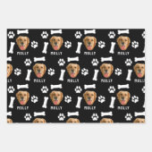Customized Dog Pet Photo & Name Black Inpakpapier Vel (Voorkant)