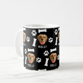 Customized Dog Pet Photo & Name Black Koffiemok