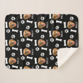 Customized Dog Pet Photo & Name Black Sherpa Deken (Voorkant (horizontaal))