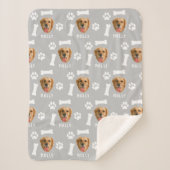 Customized Dog Pet Photo & Name Gray Sherpa Deken (Voorkant)