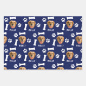 Customized Dog Pet Photo & Name Navy Blue Inpakpapier Vel (Voorkant 2)