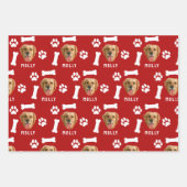 Customized Dog Pet Photo & Name Red Inpakpapier Vel (Voorkant)