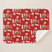 Customized Dog Pet Photo & Name Red Sherpa Deken (Voorkant (horizontaal))