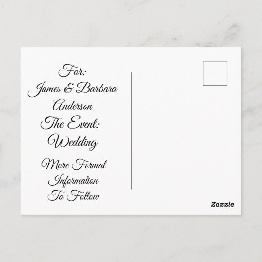 Customized Elegant Save The Date Briefkaart (Achterkant)