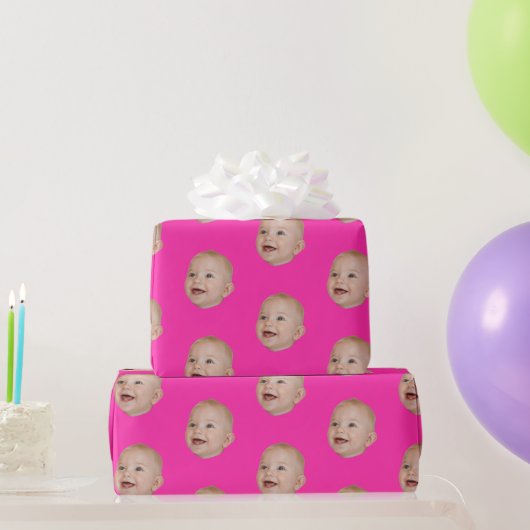 Customized Face 1st 10th 20th 30th Birthday Party Cadeaupapier (Feestgeschenken)