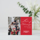 Customized Family Name 1 Photo Year Elegant Script Feestdagenkaart (Staand voorkant)