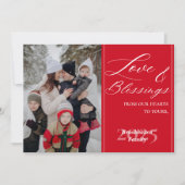 Customized Family Name Year 1 Photo Modern Script  Feestdagenkaart (Voorkant)