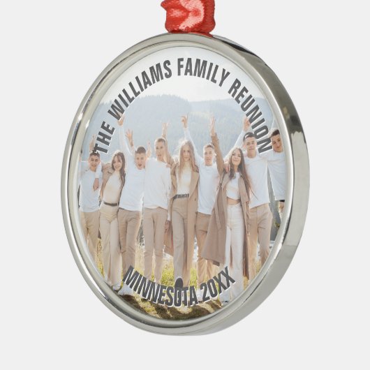 Customized Family Reunion Photo 2025 Christmas Metalen Ornament (Links)