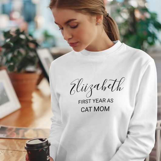 Customized Funny Cat Lover Black Script Name White Trui