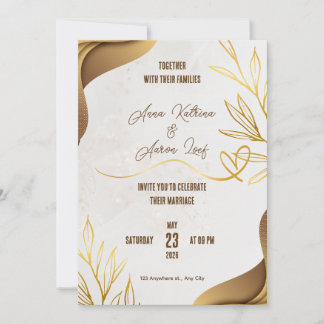 Customized Gold Wedding Party Invitation Card Kaart