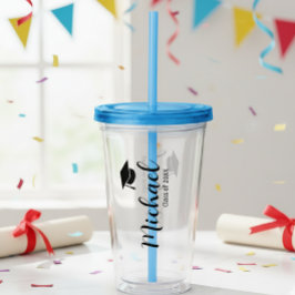 Customized graduation mug with lid acryl drinkbeker