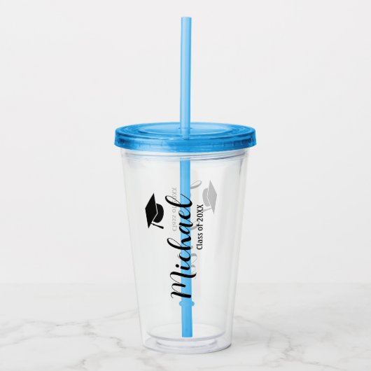 Customized graduation mug with lid acryl drinkbeker (Voorkant)