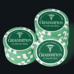 Customized Green Medical School Graduation Party Poker Chips<br><div class="desc">This custom green medical school graduation party poker chip features classy white typography under a medical caduceus and your college name for the class of 2026. Customize with your graduating year under the elegant calligraphy for great personalized university graduate favors for a nurse or doctor.</div>