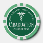 Customized Green Medical School Graduation Party Poker Chips (Voorkant)
