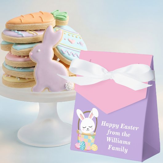 Customized Happy Easter Bunny Pink Purple Party Bedankdoosjes