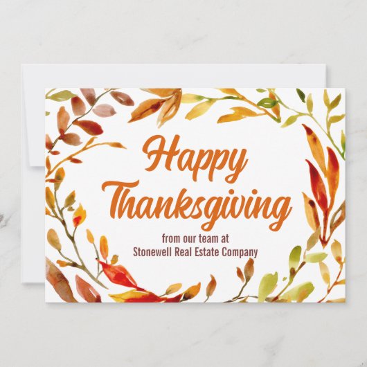 Customized Happy Thanksgiving Autumn Leaf Business Feestdagenkaart (Voorkant)