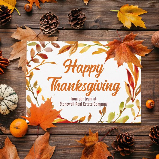 Customized Happy Thanksgiving Autumn Leaf Business Feestdagenkaart