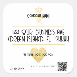 Customized HEART Thank GOD For YOU Business Return Vierkante Sticker