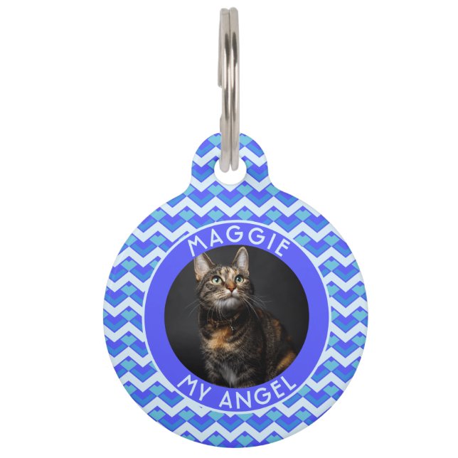 Customized Kitten Owner Gift Chevron Huisdierpenning (Voorkant)