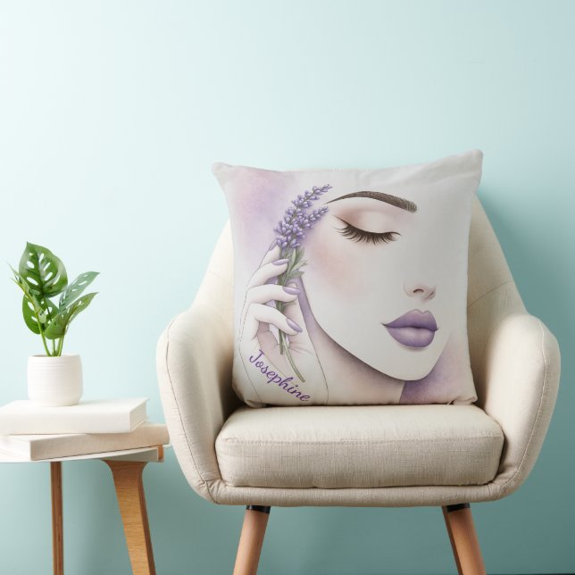 Customized Lavender Purple Woman Elegant Beauty  Kussen (Stoel)