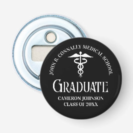 Customized Medical School Black Graduation Party Button Flesopener