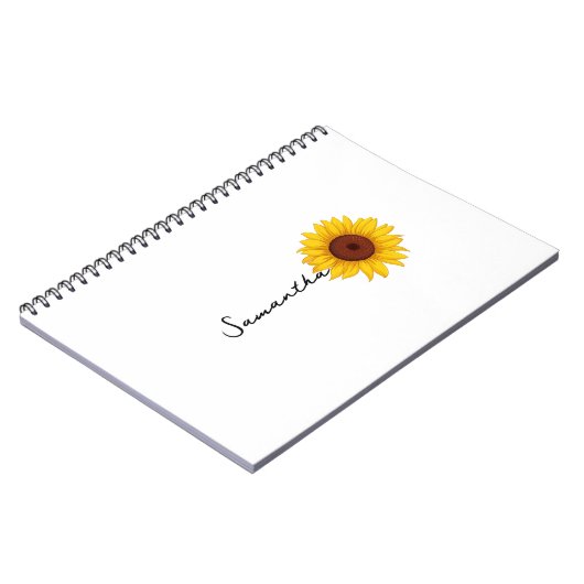 Customized minimal sunflower notebook, personalize notitieboek (Linkerzijde)