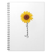 Customized minimal sunflower notebook, personalize notitieboek (Voorkant)