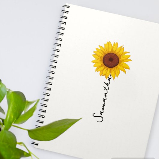 Customized minimal sunflower notebook, personalize notitieboek
