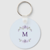Customized Monogram Lavender Floral Minimal Sleutelhanger (Achterkant)