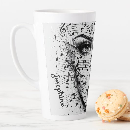 Customized Music Sheet Face Art Black White Artist Latte Mok (In situ)