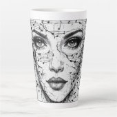 Customized Music Sheet Face Art Black White Artist Latte Mok (Voorkant)