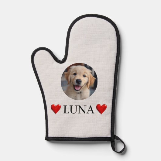 Customized My Dog Photo & Name Oven Mitt Ovenwant (Voorkant)