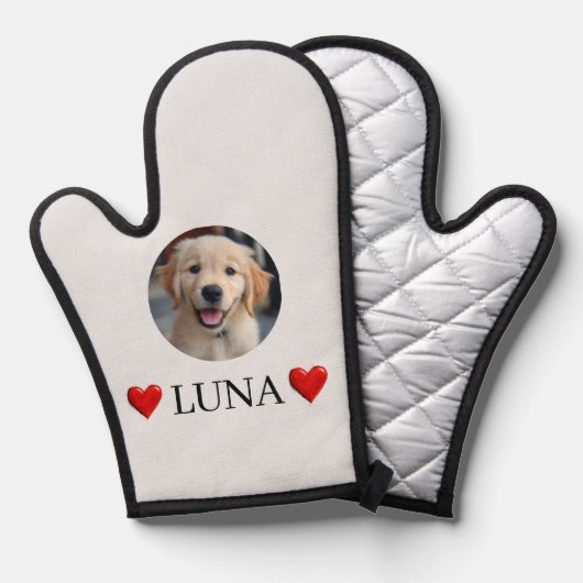 Customized My Dog Photo & Name Oven Mitt Ovenwant (Voorkant / Achterkant)