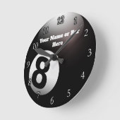 Customized Name 8 Ball Billiards Pool Bar Ronde Klok (Hoek)