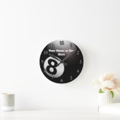 Customized Name 8 Ball Billiards Pool Bar Ronde Klok (Huis)