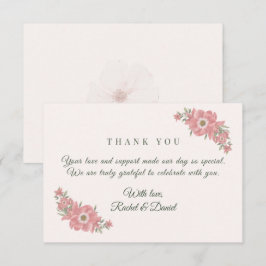 Customized Name Blush Floral Garden Wedding Favor Bedankkaart