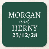 CUSTOMIZED NAME STYLISH MODERN MINIMAL WEDDING KARTONNEN ONDERZETTERS (Voorkant)